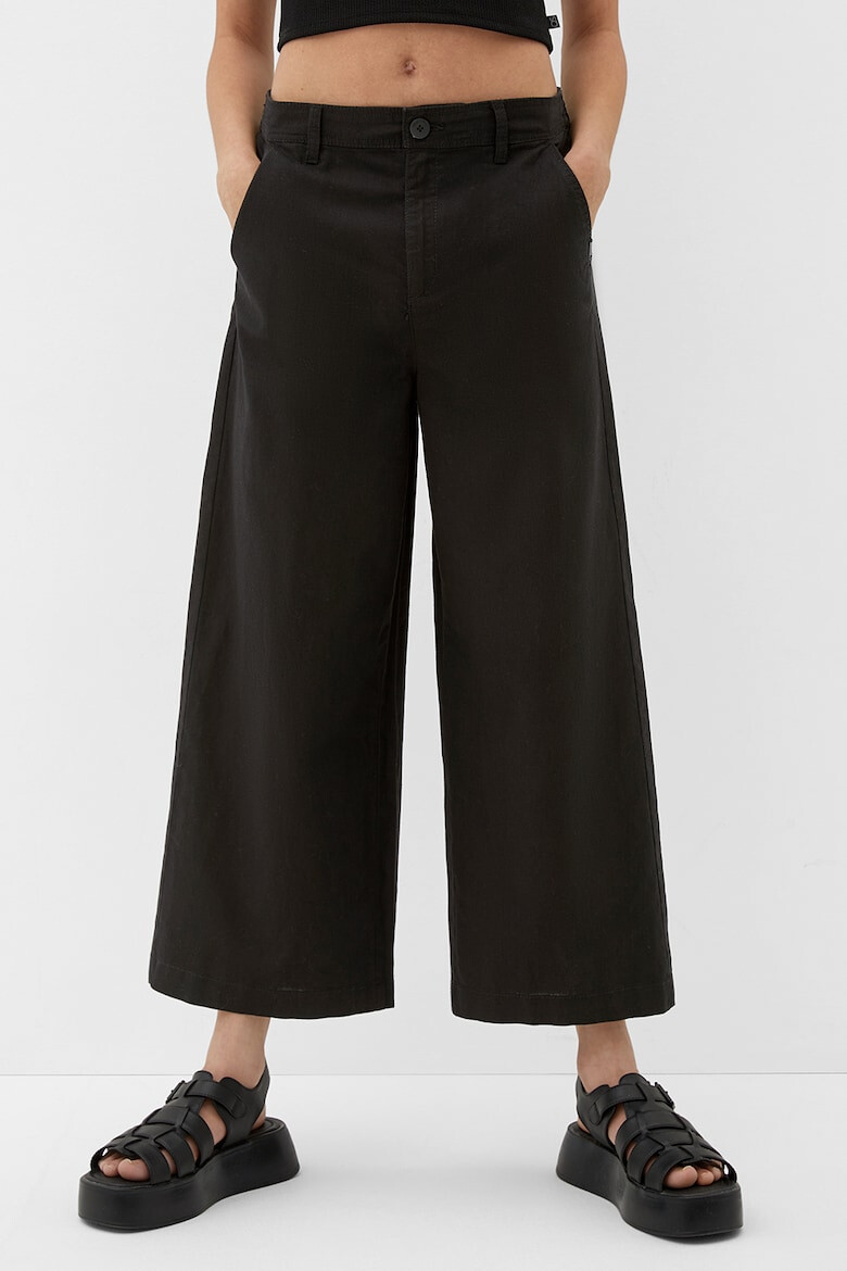 Q/S by s.Oliver Pantaloni crop din amestec de in cu croiala ampla - Pled.ro