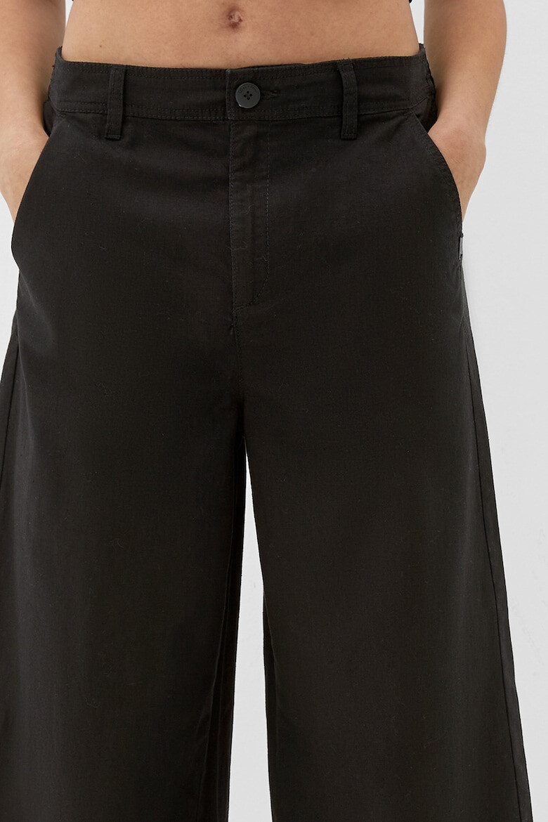 Q/S by s.Oliver Pantaloni crop din amestec de in cu croiala ampla - Pled.ro