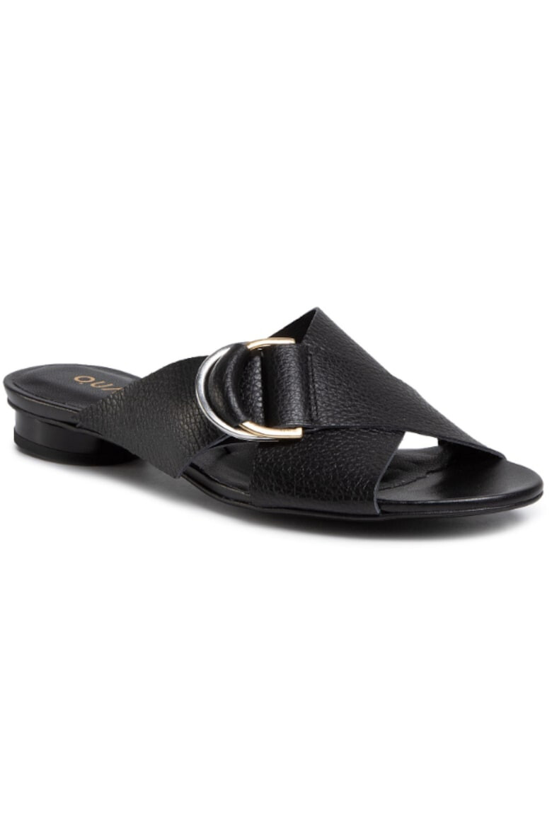 QUAZI Papuci flip-flop dama Piele naturala Negru - Pled.ro