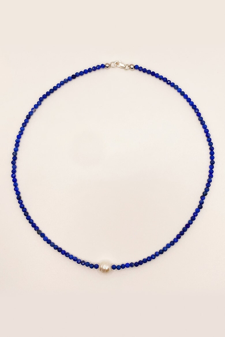 Rain Jewelry Colier din argint 925 cu piatra lapis lazuli si perla - Pled.ro