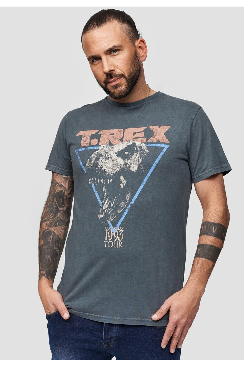 Recovered Tricou cu decolteu la baza gatului si imprimeu grafic Jurassic Park T-Rex 1993 3297 - Pled.ro