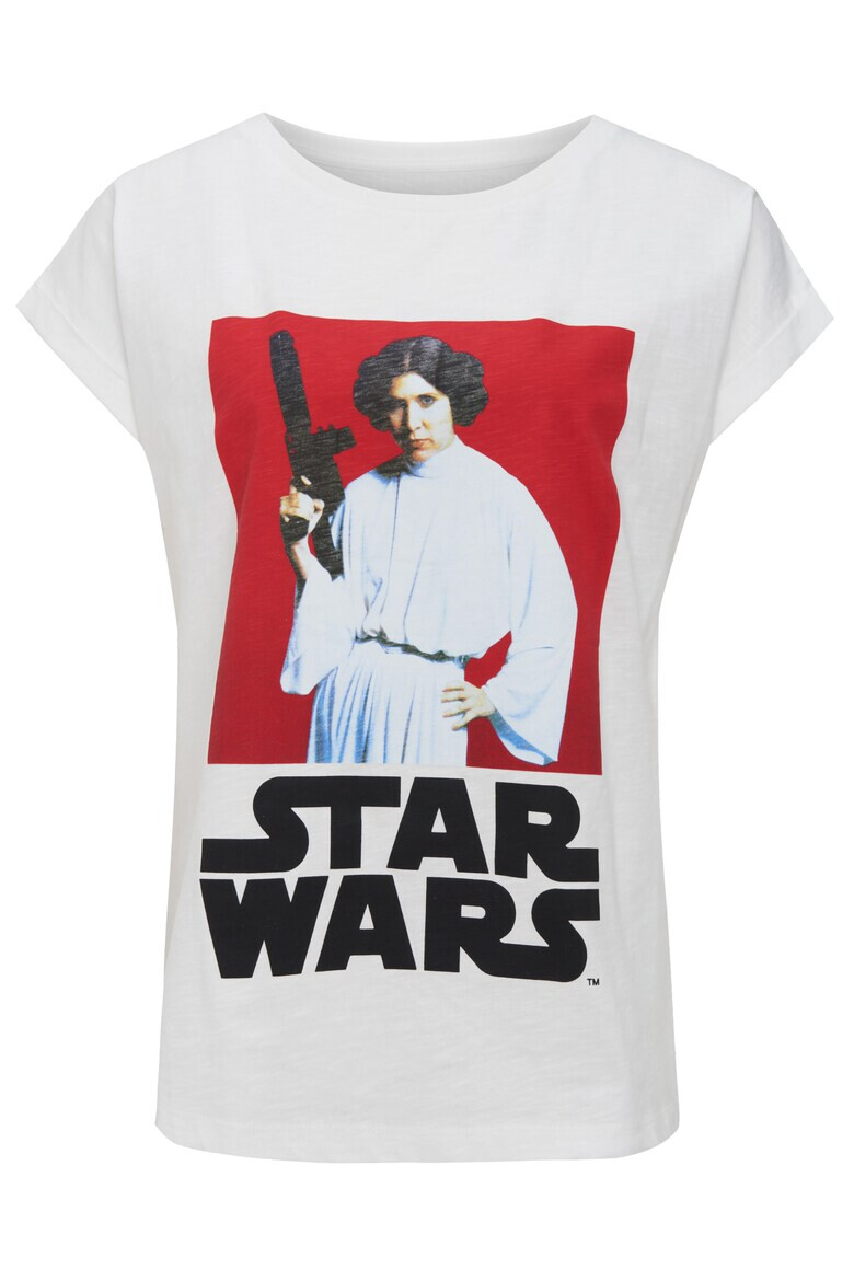 Recovered Tricou de bumbac cu decolteur rotund Star Wars Princess Leia 4031 - Pled.ro