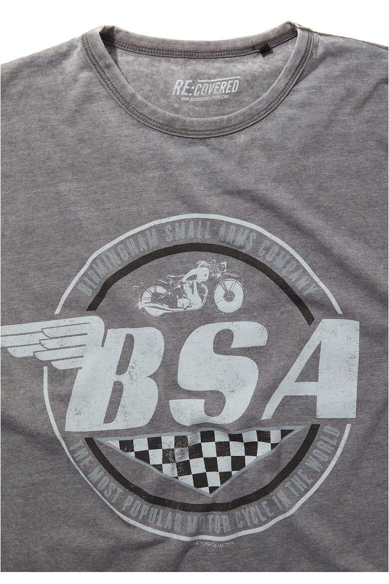 Recovered Tricou de bumbac cu imprimeu grafic BSA Motorbike Wings Logo Mid 5425 - Pled.ro