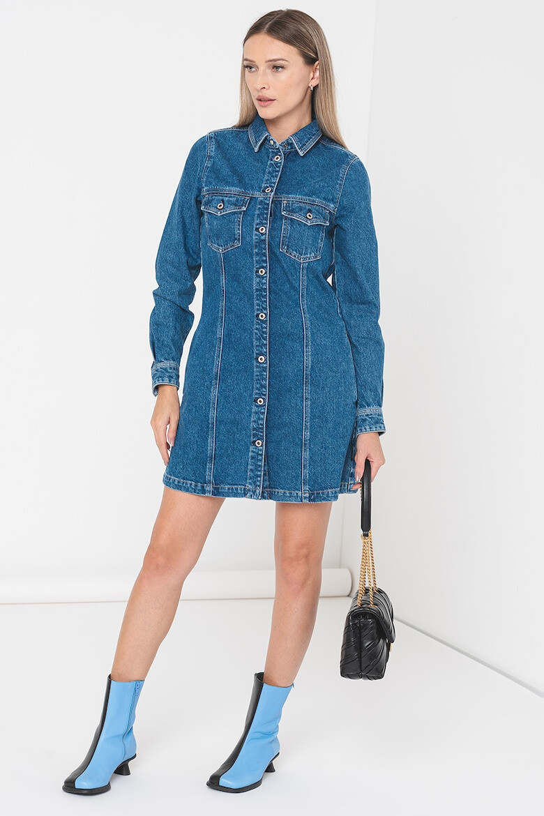 Red Bull Racing by Pepe Jeans London Pepe Jeans London Rochie de denim cu maneci lungi - Pled.ro