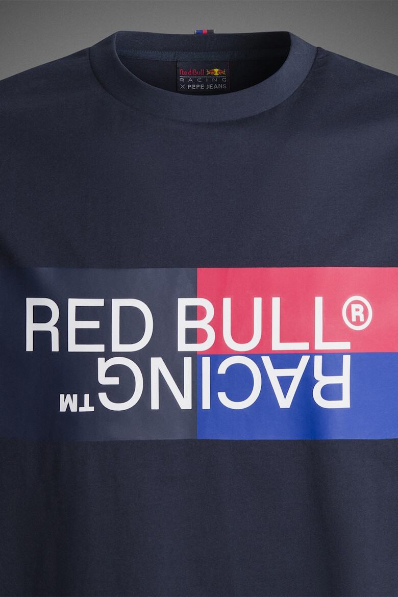 Red Bull Racing by Pepe Jeans London Tricou cu decolteu la baza gatului si imprimeu logo - Pled.ro