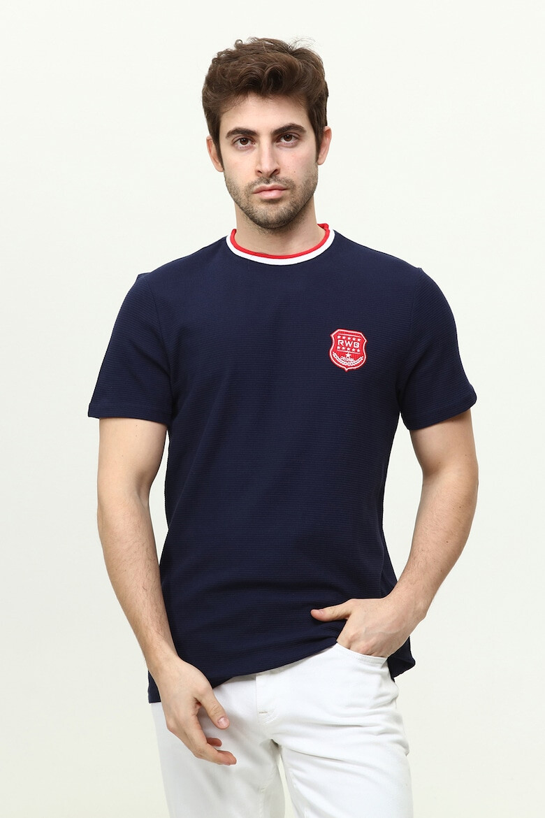 Red White and Blue Tricou cu logo brodat si decolteu la baza gatului - Pled.ro