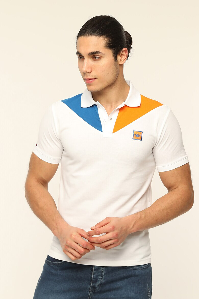 Red White and Blue Tricou polo colorblock de bumbac Mares - Pled.ro