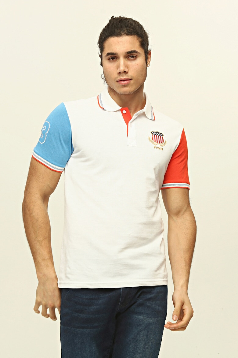 Red White and Blue Tricou polo colorblock New Como - Pled.ro