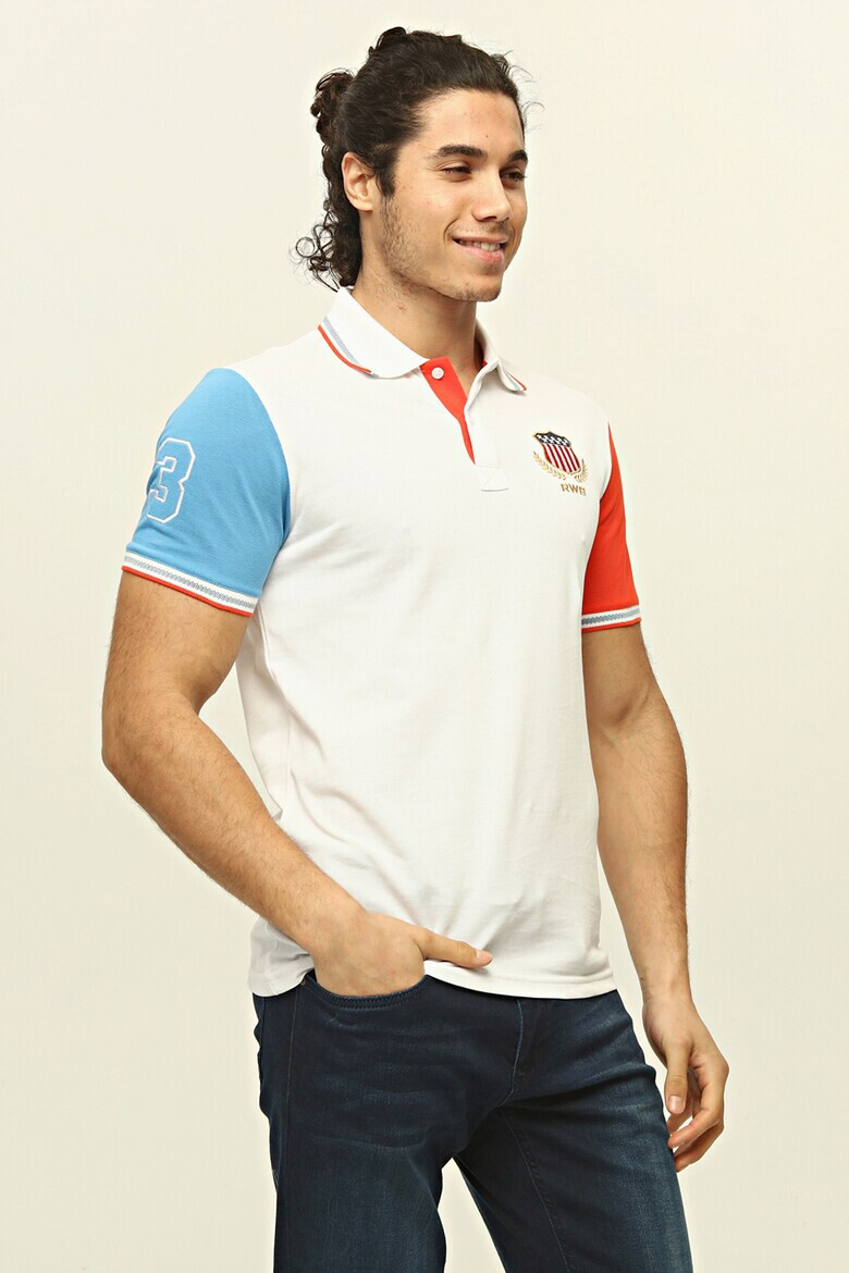 Red White and Blue Tricou polo colorblock New Como - Pled.ro