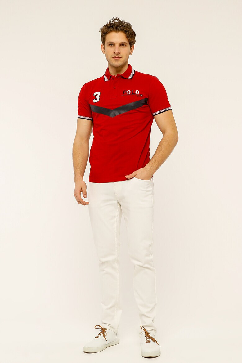 Red White and Blue Tricou polo de bumbac Longer - Pled.ro