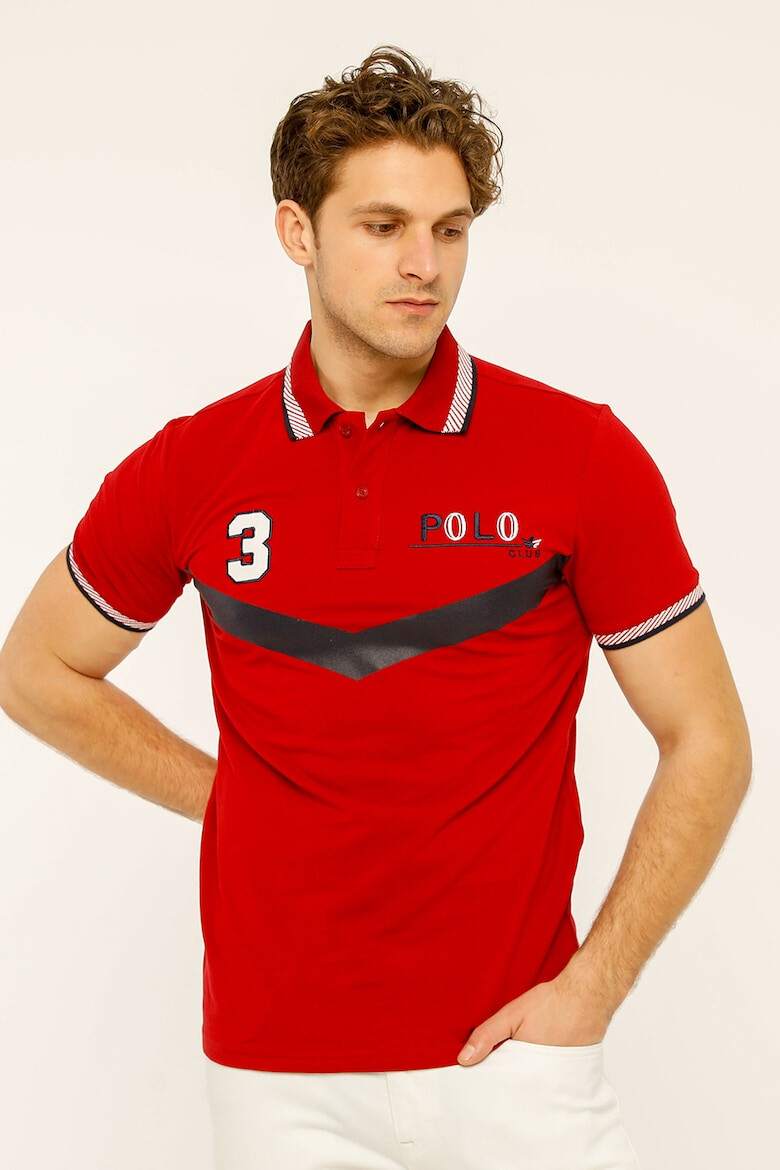 Red White and Blue Tricou polo de bumbac Longer - Pled.ro