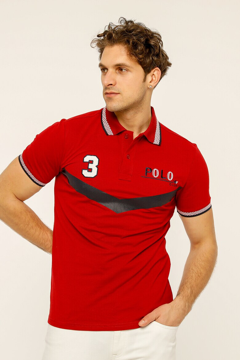 Red White and Blue Tricou polo de bumbac Longer - Pled.ro