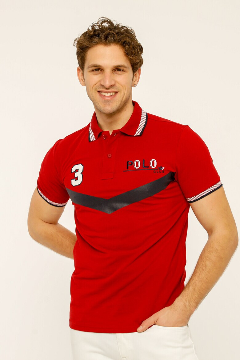 Red White and Blue Tricou polo de bumbac Longer - Pled.ro