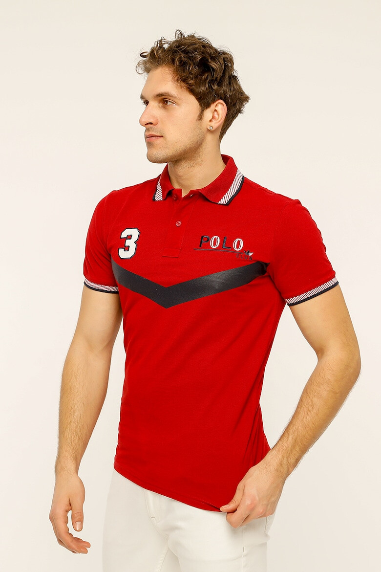 Red White and Blue Tricou polo de bumbac Longer - Pled.ro