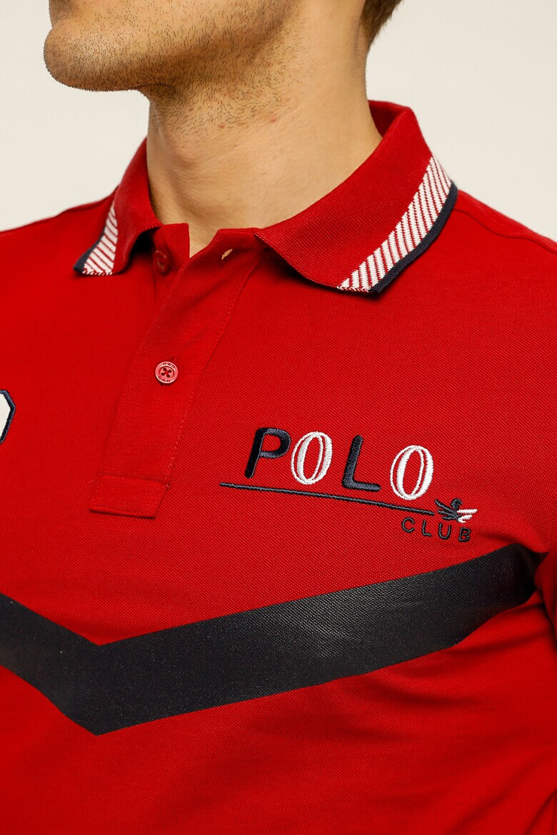 Red White and Blue Tricou polo de bumbac Longer - Pled.ro