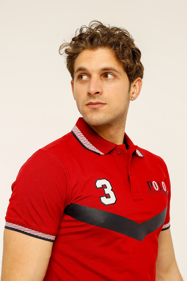 Red White and Blue Tricou polo de bumbac Longer - Pled.ro