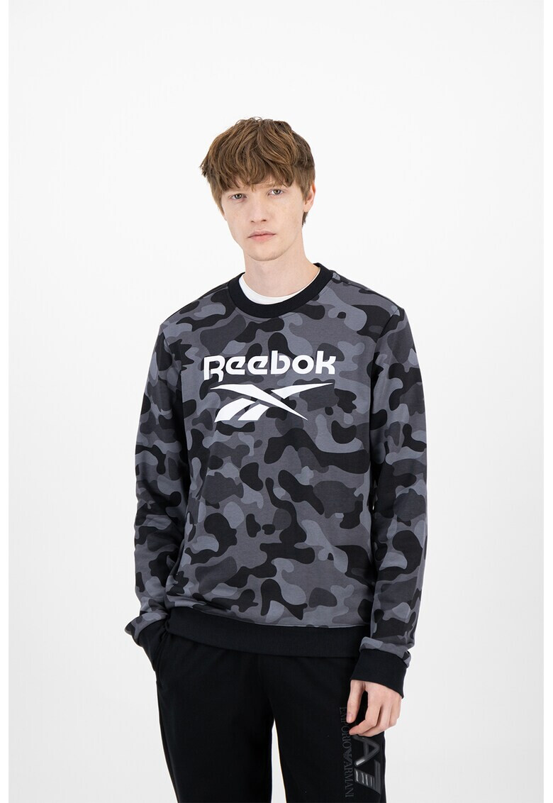 Reebok Bluza sport cu decolteu la baza gatului si logo - Pled.ro