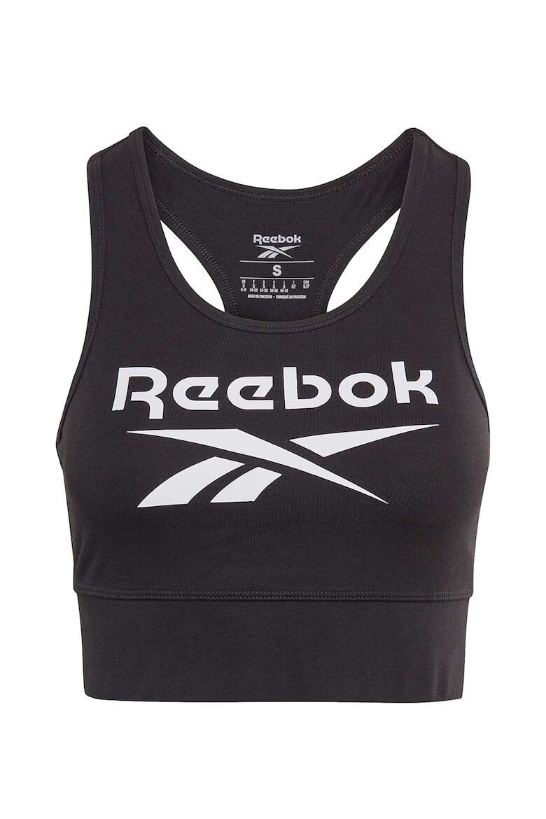 Reebok Bustiera cu imprimeu logo si spate decupat pentru fitness Identity - Pled.ro