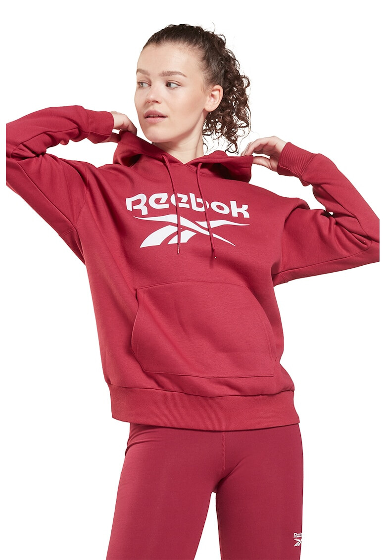 Reebok Hanorac cu buzunar kangaroo si imprimeu logo pentru fitness Identity - Pled.ro