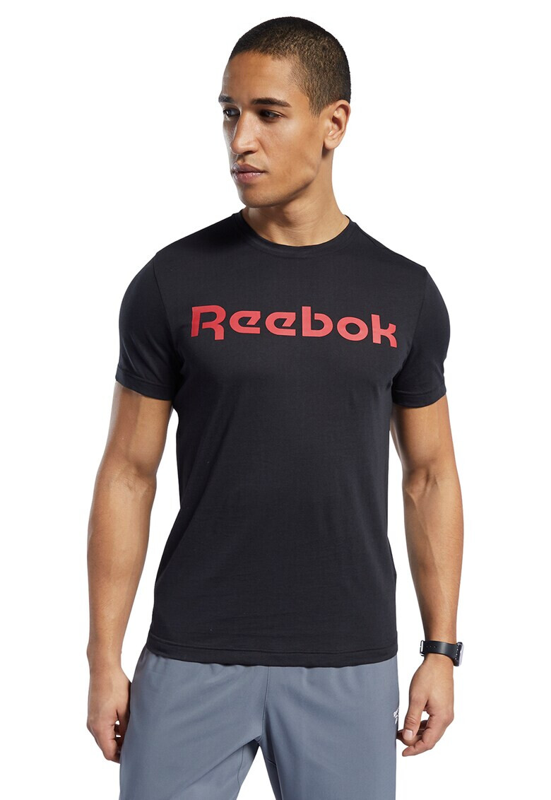 Reebok Tricou slim fit de bumbac pentru fitness Linear Read - Pled.ro