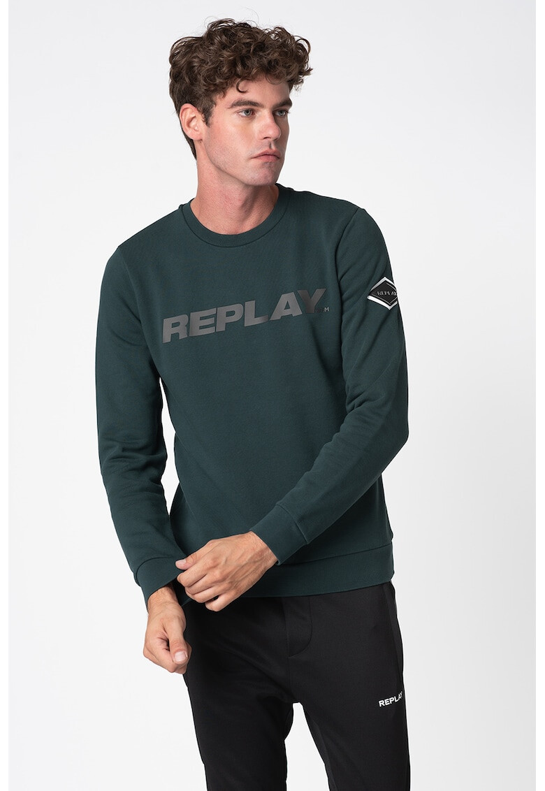 Replay Bluza sport cu decolteu la baza gatului si logo - Pled.ro