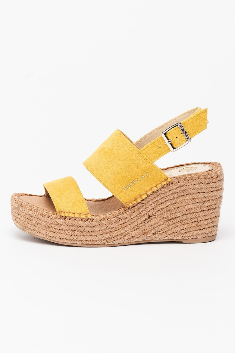 Replay Sandale -espadrile wedge de piele intoarsa ecologica Susan - Pled.ro