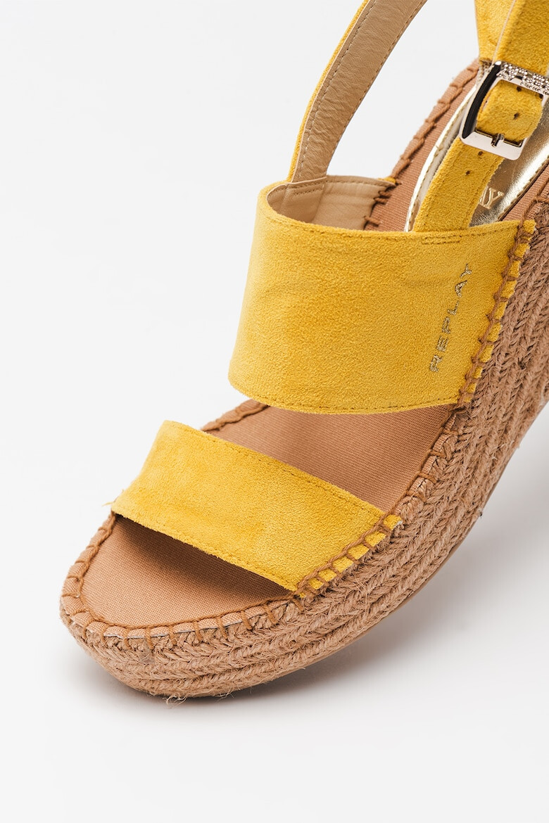 Replay Sandale -espadrile wedge de piele intoarsa ecologica Susan - Pled.ro