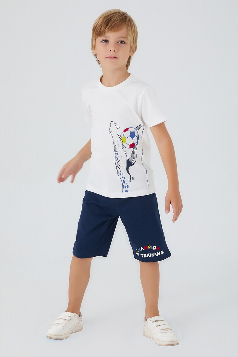 Roly Poly Set de pantaloni scurti si tricou cu imprimeu grafic Alb murdar Bleumarin - Pled.ro