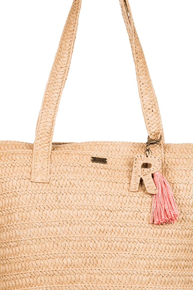 ROXY Geanta tote din paie de hartie cu canaf New Spring - Pled.ro