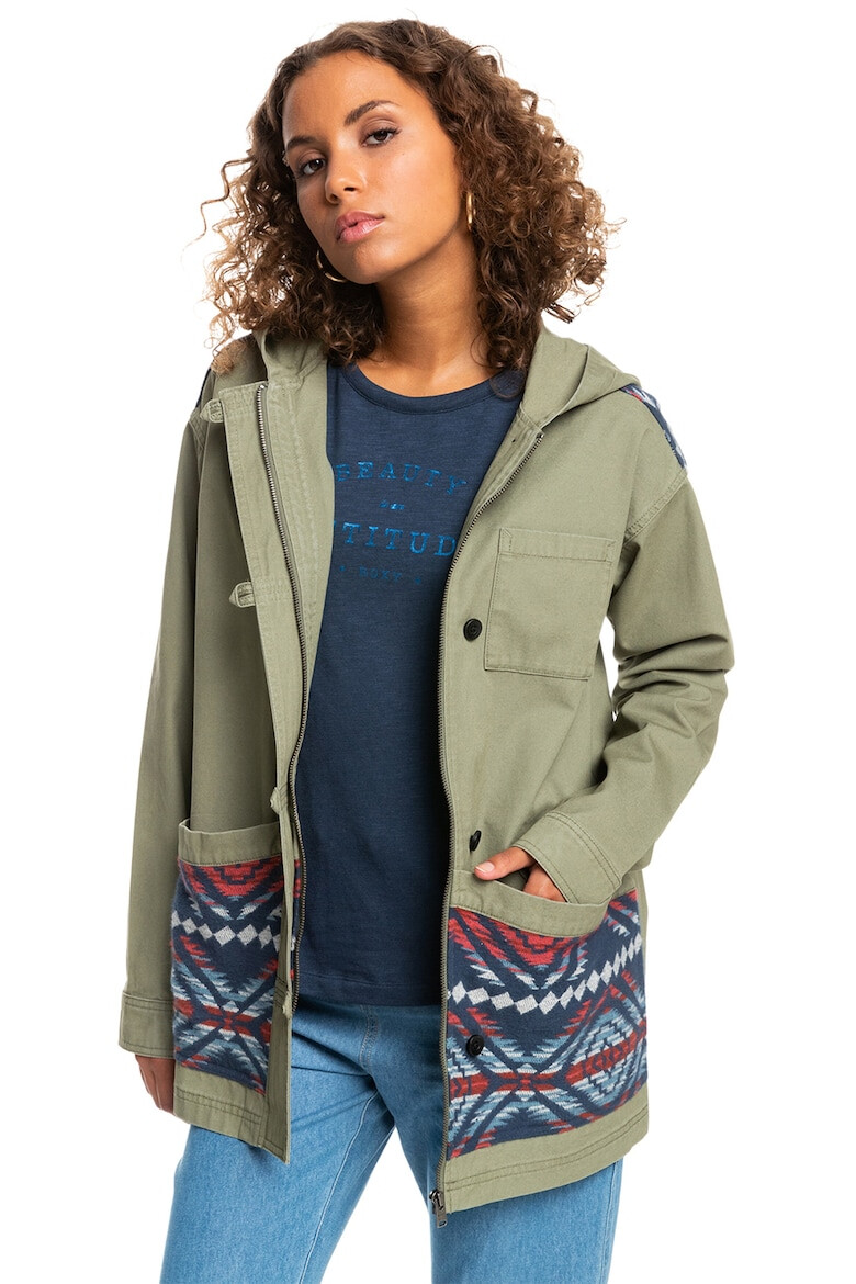 ROXY Jacheta parka cu insertii din jacquard Caught Inside - Pled.ro