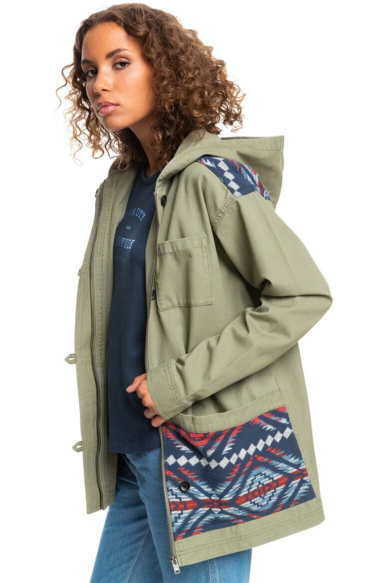 ROXY Jacheta parka cu insertii din jacquard Caught Inside - Pled.ro