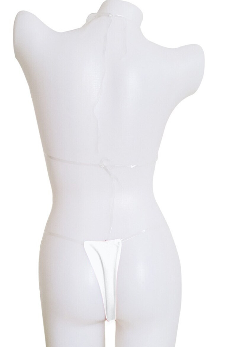 RRI Costum de baie dama 2 piese imprimeu uni bretele transparente slip tanga EFAYN RO - Pled.ro