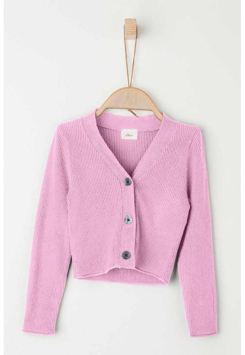 s.Oliver Cardigan cu decolteu in V si aspect striat - Pled.ro