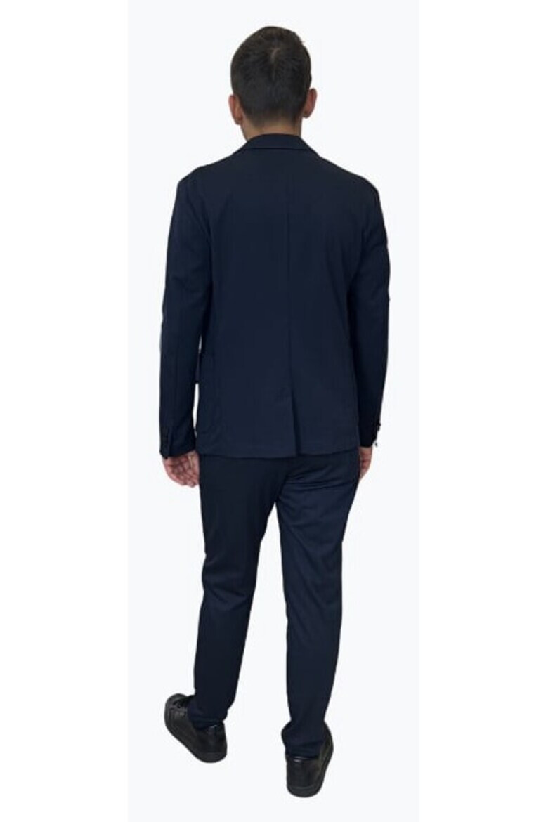 s.Oliver Pantaloni costum barbati cu croiala Slim fit si cu tesatura din jerseu elastic bleumarin inchis - Pled.ro