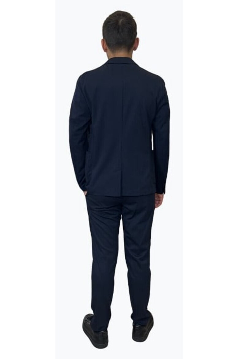 s.Oliver Pantaloni costum barbati cu croiala Slim fit si cu tesatura din jerseu elastic bleumarin inchis - Pled.ro