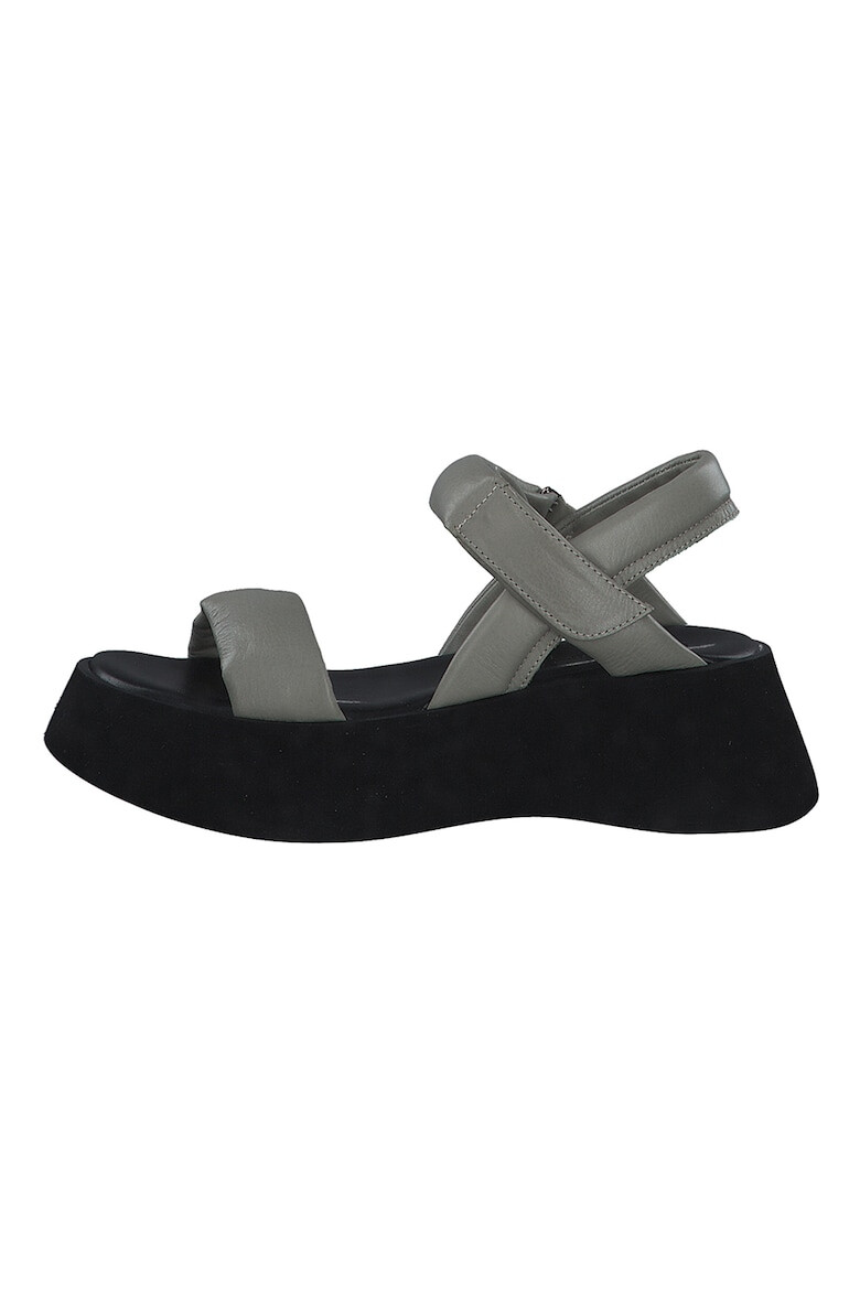 s.Oliver Sandale din piele cu talpa wedge si inchidere velcro - Pled.ro