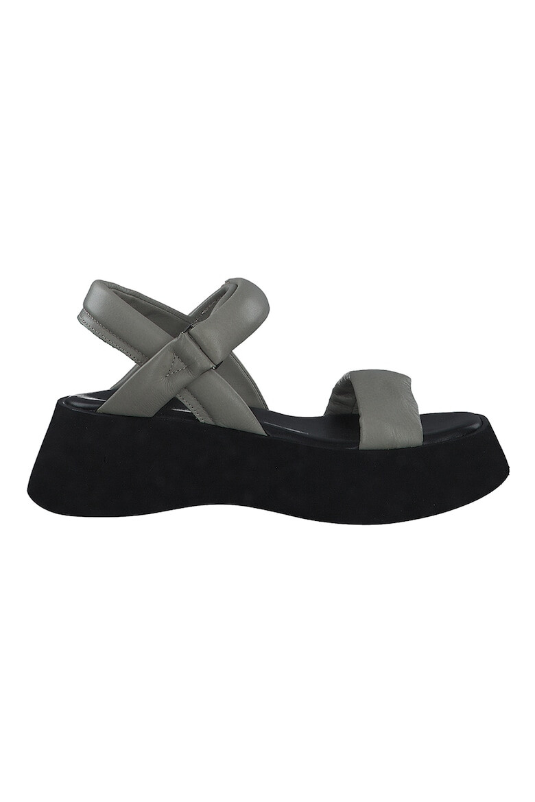 s.Oliver Sandale din piele cu talpa wedge si inchidere velcro - Pled.ro