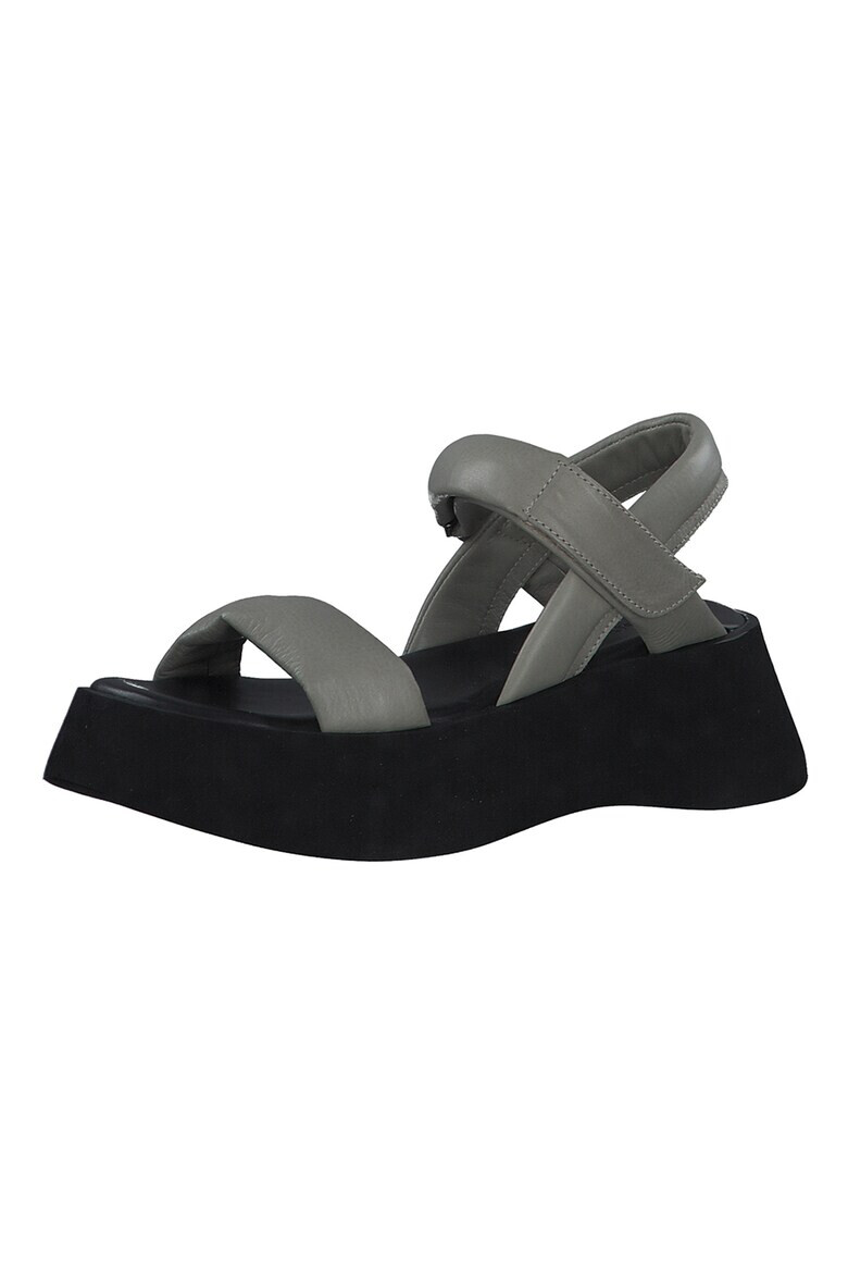 s.Oliver Sandale din piele cu talpa wedge si inchidere velcro - Pled.ro