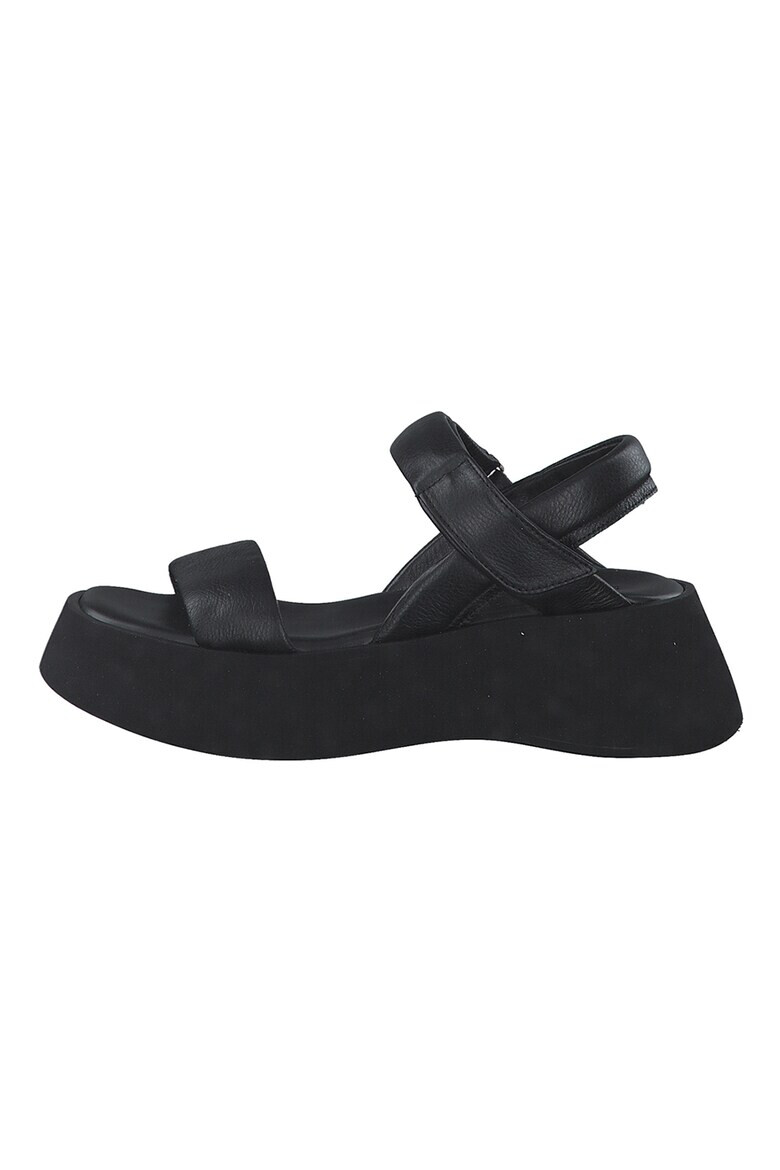 s.Oliver Sandale din piele cu talpa wedge si inchidere velcro - Pled.ro