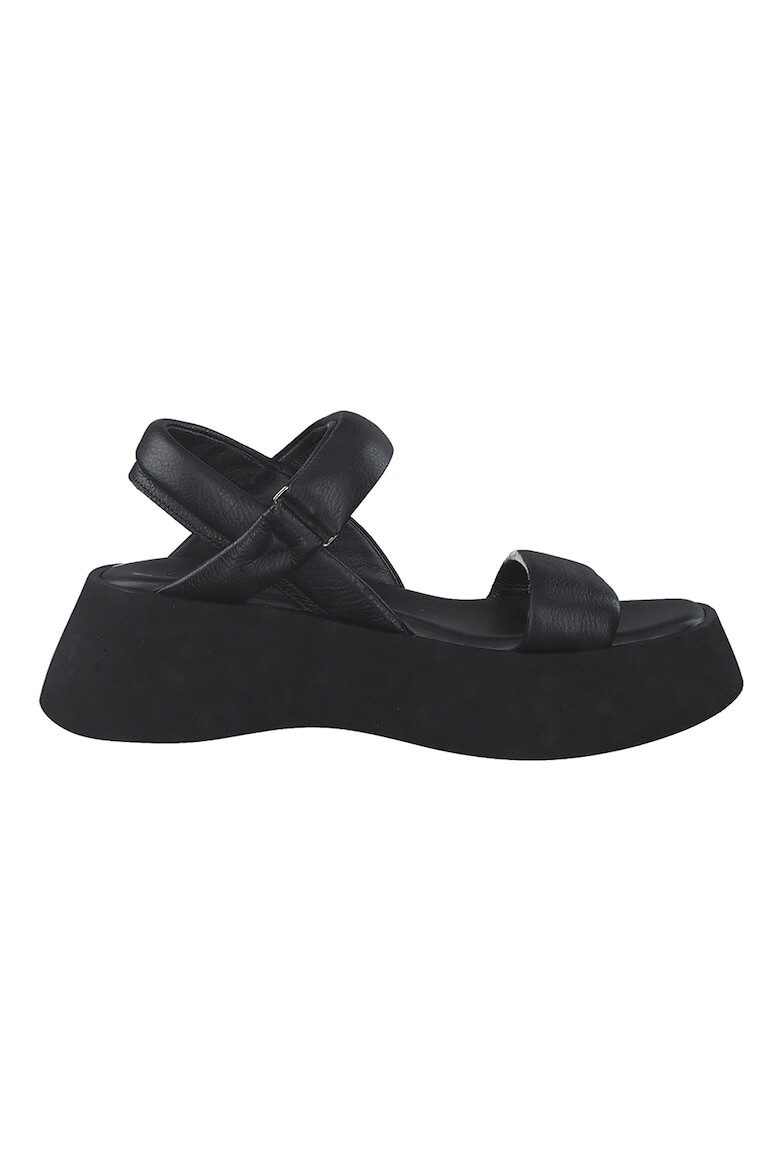 s.Oliver Sandale din piele cu talpa wedge si inchidere velcro - Pled.ro