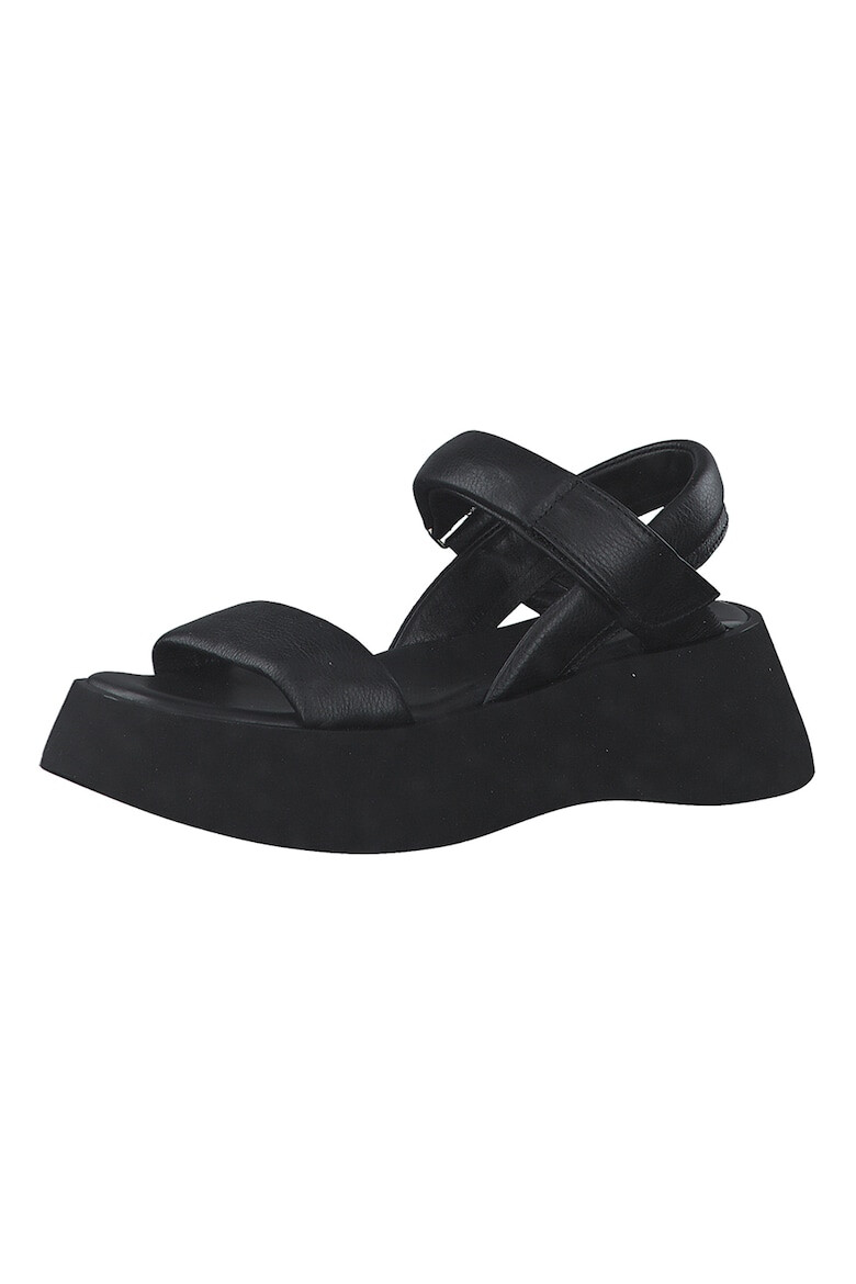 s.Oliver Sandale din piele cu talpa wedge si inchidere velcro - Pled.ro