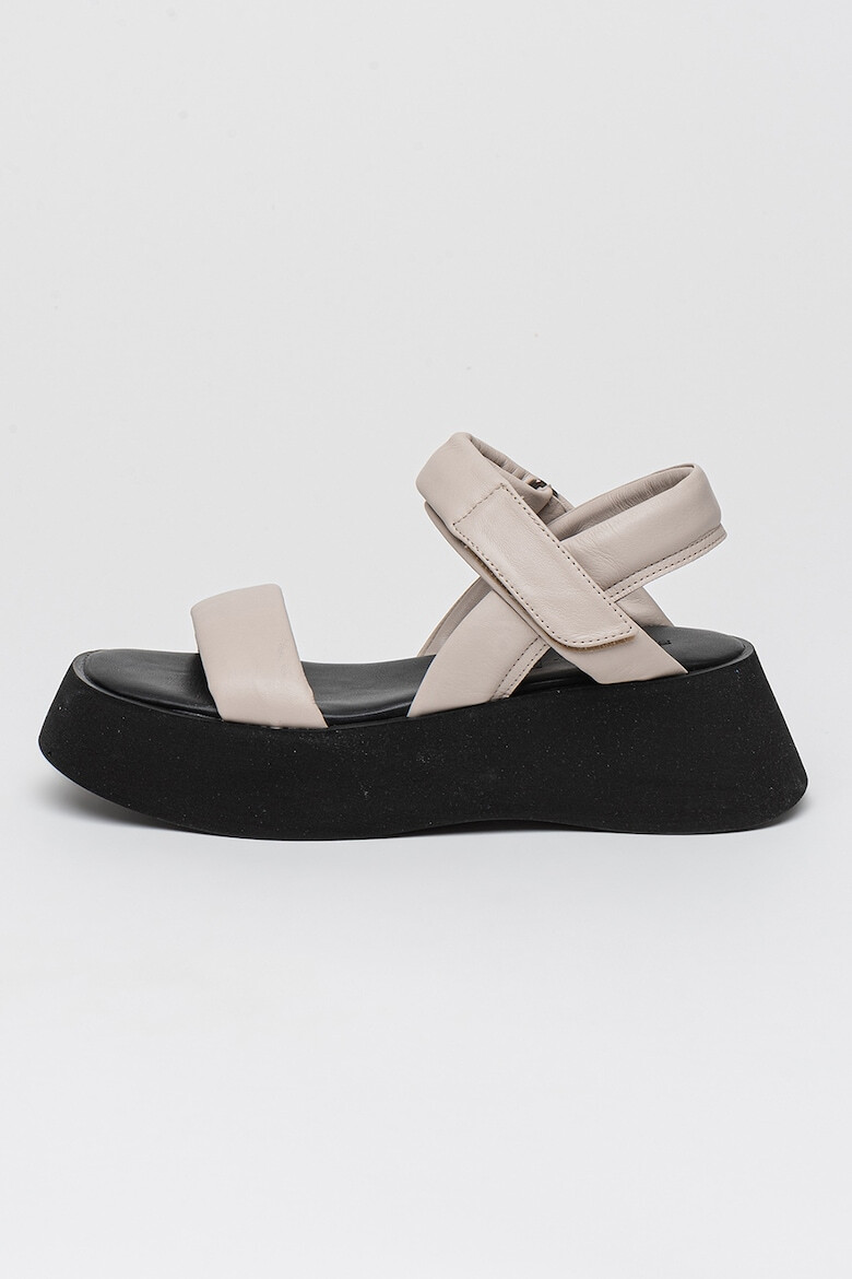 s.Oliver Sandale din piele cu talpa wedge si inchidere velcro - Pled.ro