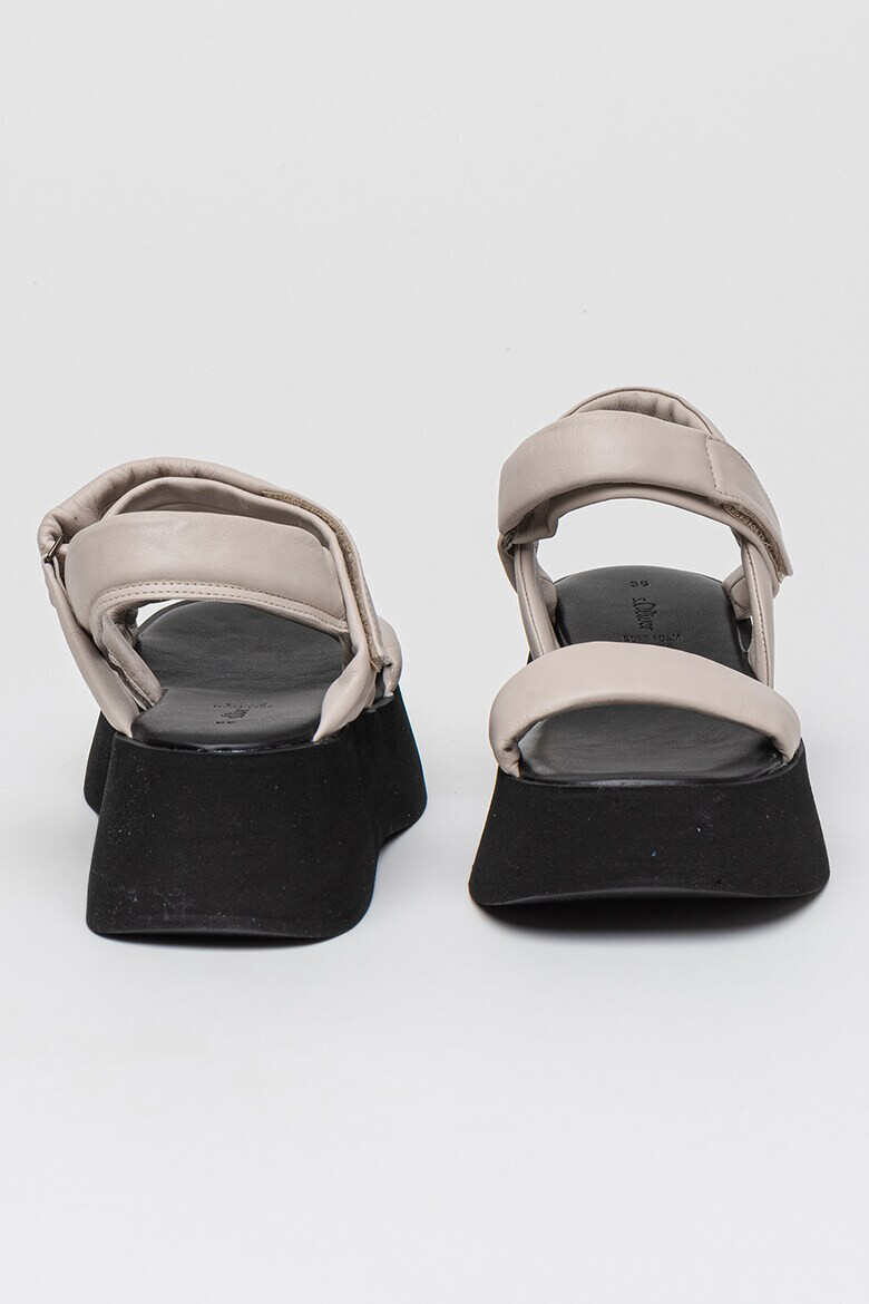 s.Oliver Sandale din piele cu talpa wedge si inchidere velcro - Pled.ro