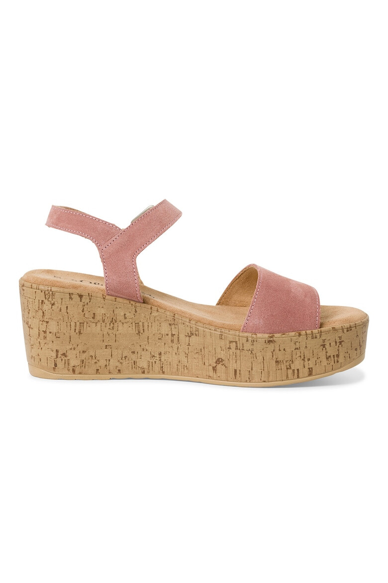 s.Oliver Sandale din piele intoarsa cu talpa wedge - Pled.ro