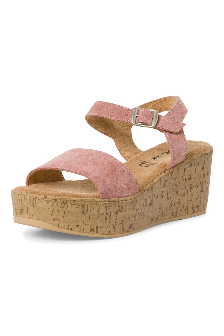 s.Oliver Sandale din piele intoarsa cu talpa wedge - Pled.ro