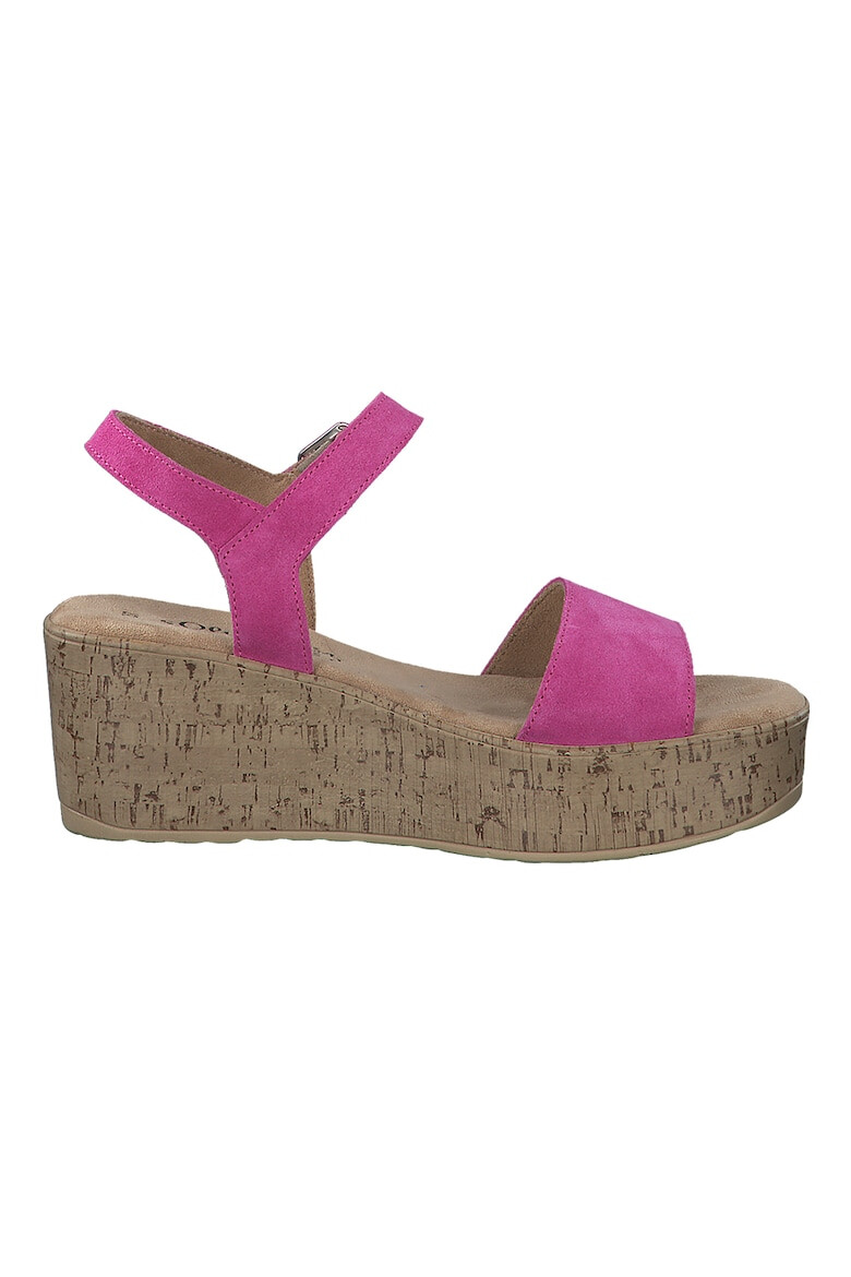 s.Oliver Sandale din piele intoarsa cu talpa wedge - Pled.ro