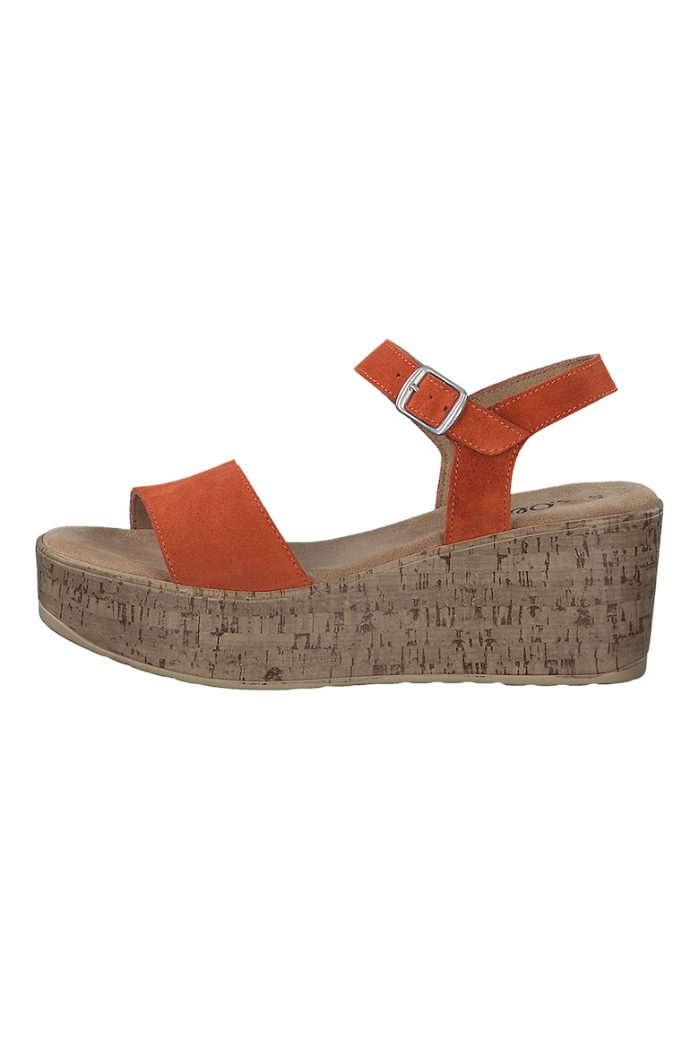 s.Oliver Sandale din piele intoarsa cu talpa wedge - Pled.ro