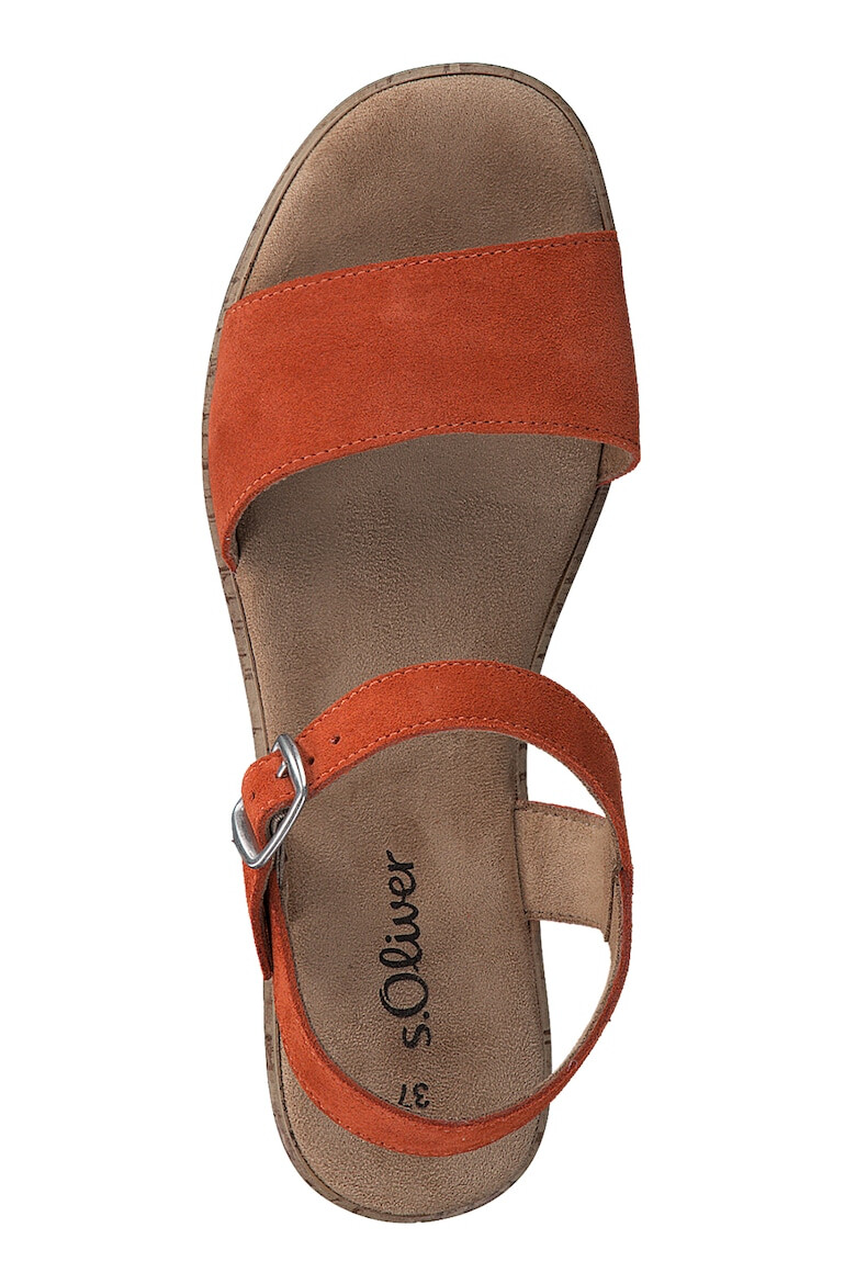 s.Oliver Sandale din piele intoarsa cu talpa wedge - Pled.ro