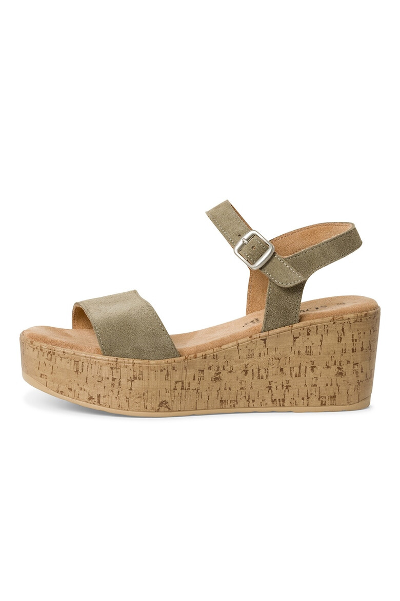 s.Oliver Sandale din piele intoarsa cu talpa wedge - Pled.ro