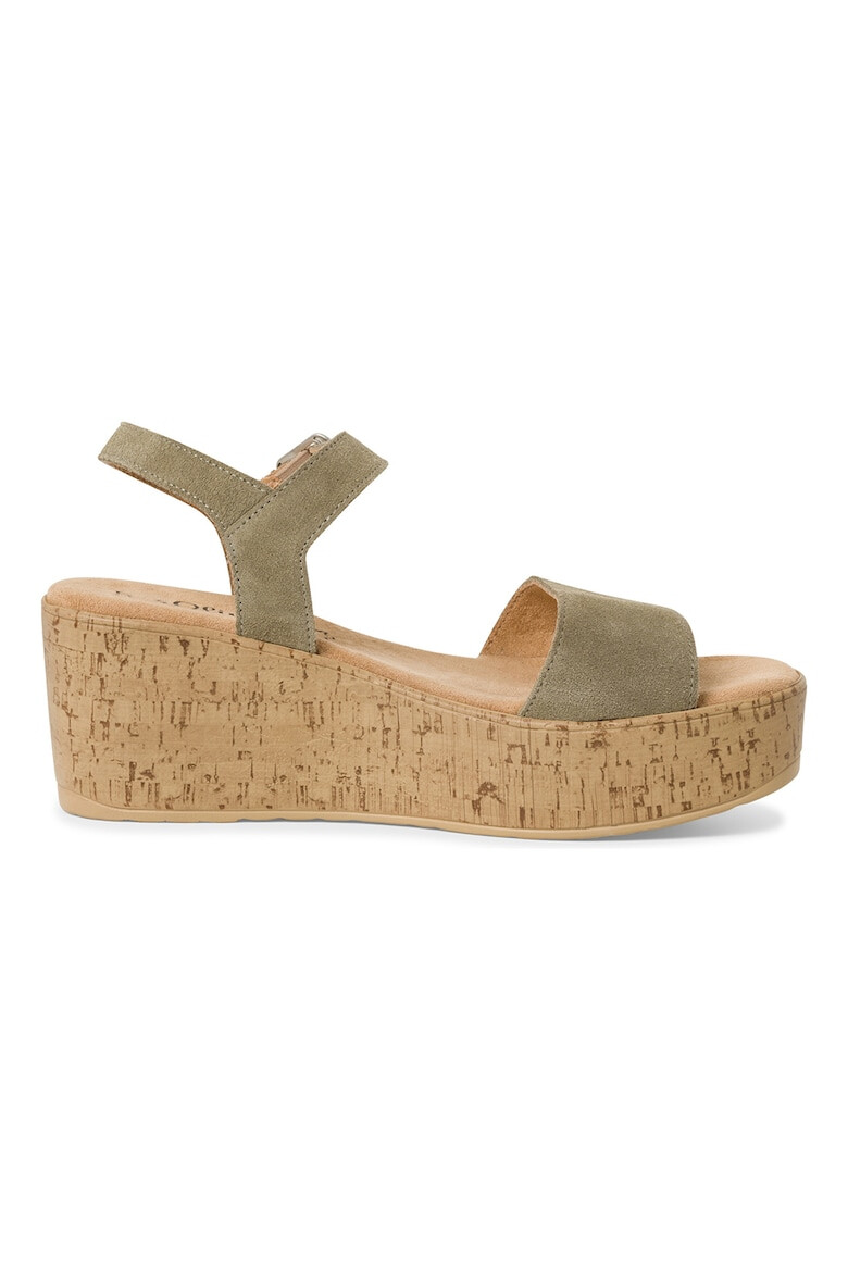 s.Oliver Sandale din piele intoarsa cu talpa wedge - Pled.ro